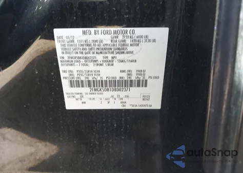 2013 Ford Flex Limited z USA, uszkodzony, nr VIN 2FMGK5D81DBD02371